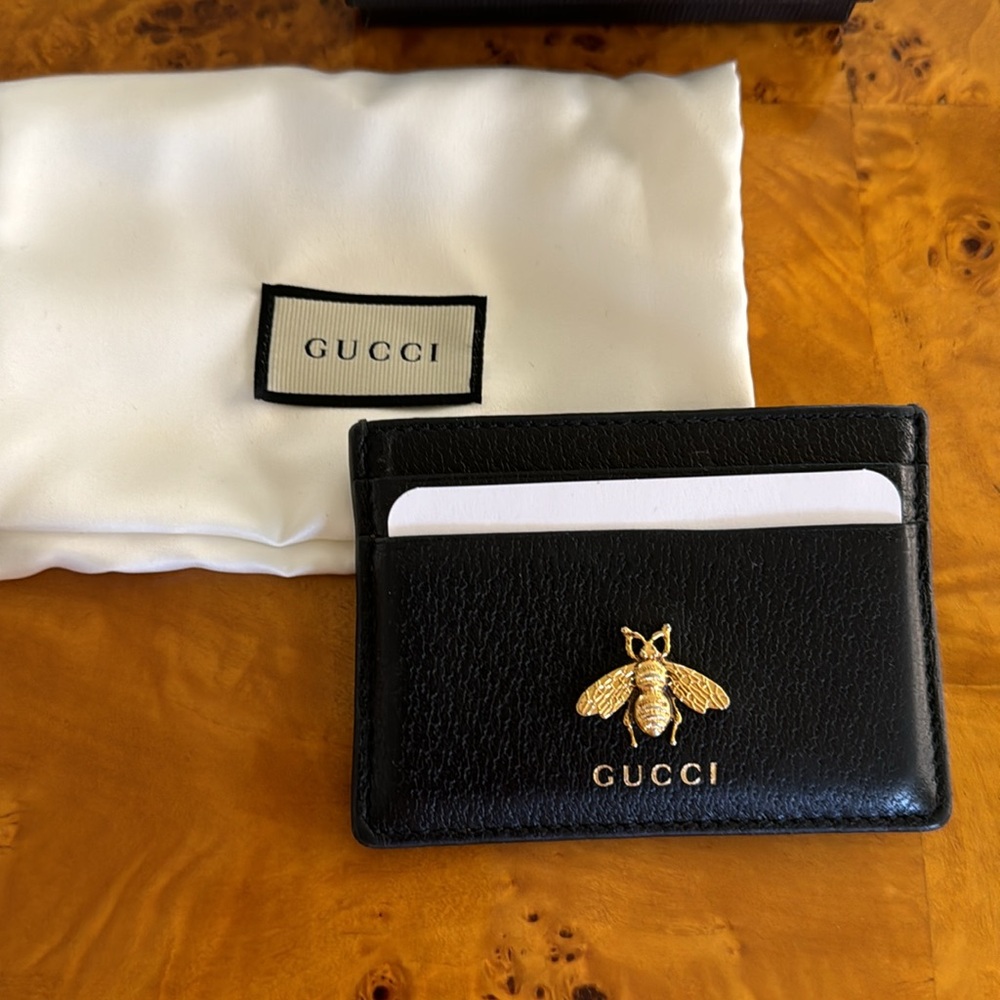 GUCCI ANIMALIER LEATHER CARD CASE - 100% Authentic